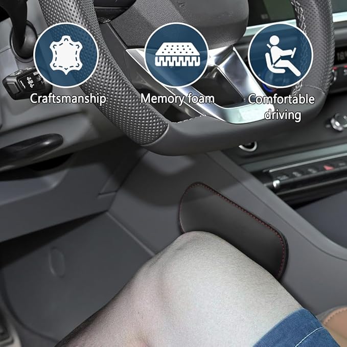 2PCS Car Door Armrest Pads, Soft Leather Car Armrest Cushion with Memory Foam, Comfortable Auto Center Console for Leg Elbow, Elbow Pads Interior Accessories Fit Most Vehicles (Black)