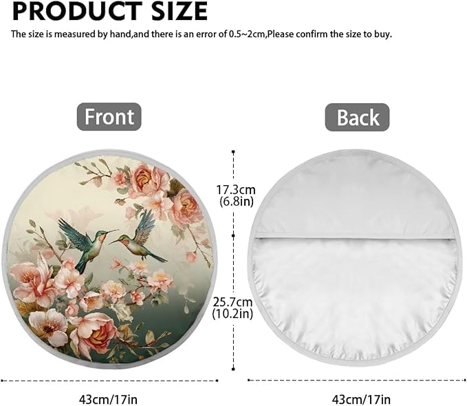 Floral Hummingbird Steering Wheel Sun Shade Cover Heat Protection Vehicle Steering Wheel Reflector Protector Thickened Sun Heat Shield for Most Cars SUV Truck Van