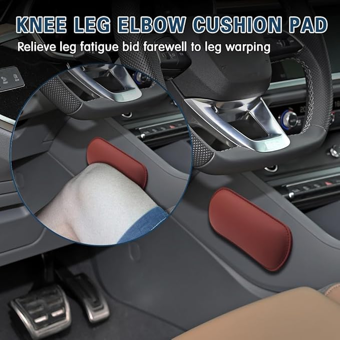 2PCS Car Door Armrest Pads, Soft Leather Car Armrest Cushion with Memory Foam, Comfortable Auto Center Console for Leg Elbow, Elbow Pads Interior Accessories Fit Most Vehicles (Volcanic Red)