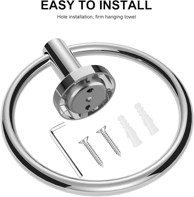 SetSail Towel Holder for Bathroom Wall 2 Packs Towel Ring Stainless Steel Heavy Duty Hand Towel Hanger for Bathroom, Mirror Silver