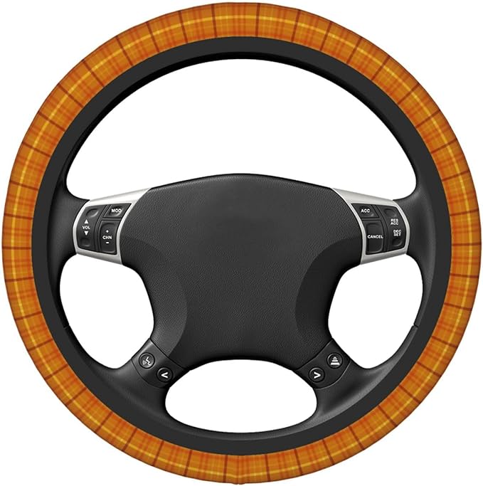 Thickened Elastic Steering Wheel Cover, Autumn Plaid Series Design Ultra, Soft, Breathable, Fit for Cars, SUVs, Trucks, Stylish Comfortable Grip