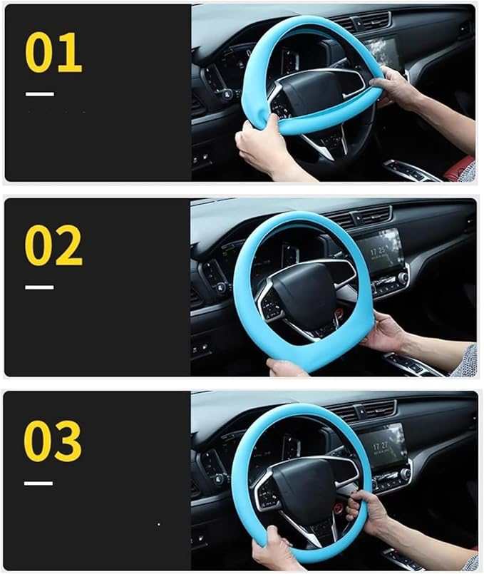 Cool Non-Slip Silicone Steering Wheel Protector - Black Thin Stretchy Car Cover, Universal Fit, Easy to Clean, Silent (Apricot)