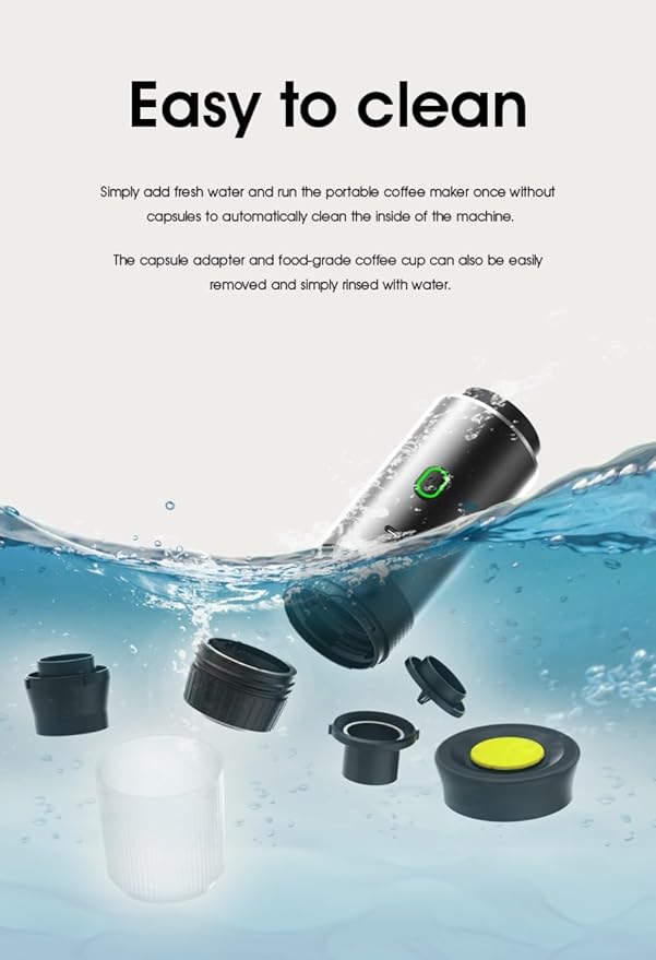 Wireless Portable Electric Coffee Maker with USB-C, Self-Heating, Rechargeable Espresso Coffee Machine for Travel, Camping, RV,Home,Office (green)
