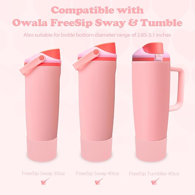Silicone Boot for Owala 30oz & 40oz FreeSip Sway Bottles & Tumblers - Non-Slip, Scratch-Resistant, Stability Enhancer, Available in 12 Colors (Angel Food Cake)