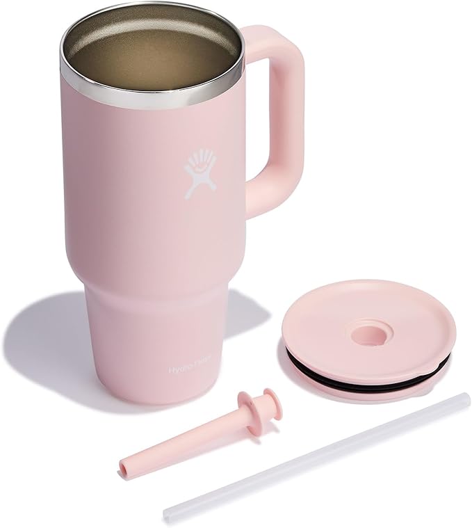 Hydro Flask Travel Tumbler with Handle, Lid and Straw - Insulated Stainless Steel in 32 Oz Trillium