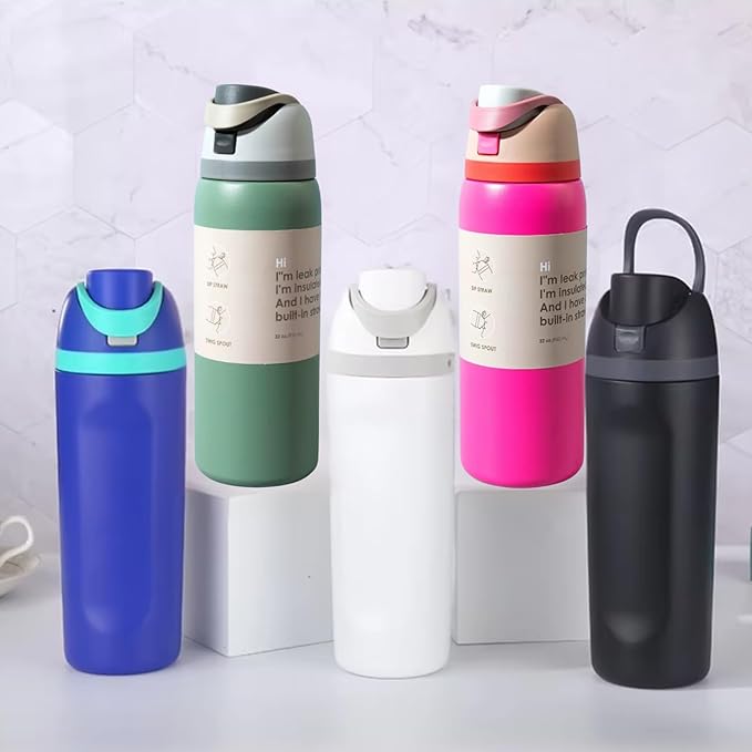 DUTHINGS Insulated Stainless Steel Water Bottle with Straw, 32 oz, Reusable Sports and Travel Bottle for School, Kids, and Outdoors - Leakproof and BPA-Free (GREEN)