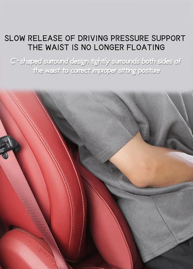 New Ergonomic Car Seat Headrest & Lumbar Cushion Skin-Friendly and Breathable for All Seasons Memory Foam Cover Durable Car Accessories Black