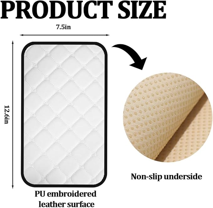 Car Center Console Cushion Pad, Comfortable PU Leather Vehicle Armrest Seat Box Cover, Waterproof Automotive Interior Arm Rest Protector Accessories, Universal Fit (White)