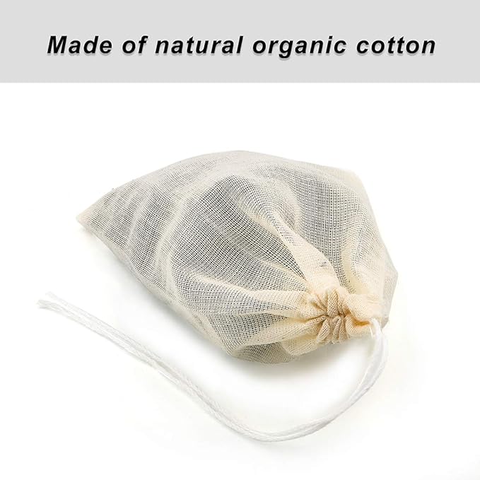 Tea Filter Bags, 50 Pack Housim Reusable Cotton Tea Bags Empty Unbleached Strainer Filter Bags ECO Friendly Tea/Herb Brew Bags Loose Leaf Tea Infuser for Home Office Travel (3.1 x 3.9Inch)