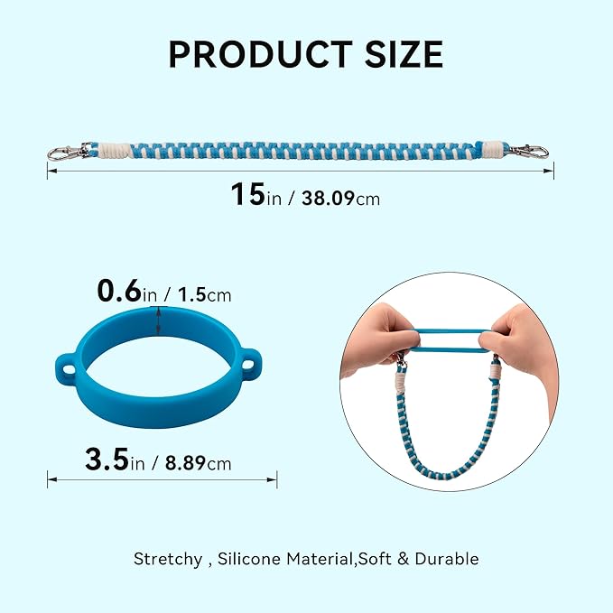 Water Bottle Handle Strap Compatible with Owala & Stanley Cups, Hand-Woven Lanyards Silicone Water Bottle Sling, Carrier, Holder with Strap