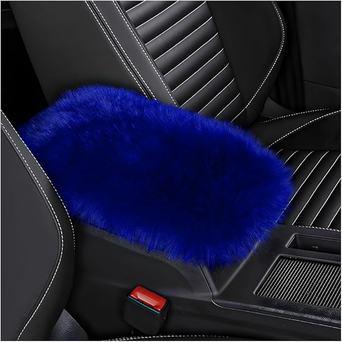 Car Center Console Cover Pad, Fluffy Middle Console Pad Armrest Seat Box Cover, Universal Furry Arm Rest Decoration Protector for Car Truck SUV, Interior Car Accessories (Royal Blue)