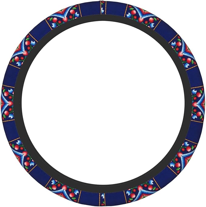 Norwegian Traditional Pattern Neoprene Steering Wheel Covers Women Men Car Accessories, Universal 15 Inch Fit Auto, Suvs, Truck