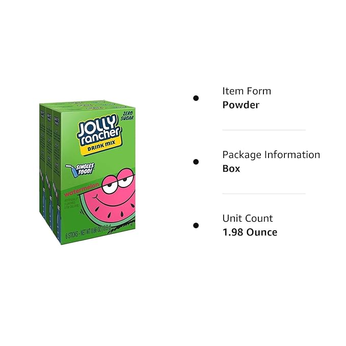 Jolly Rancher Watermelon Singles To Go Drink Mix, 6 CT (Pack of 8)