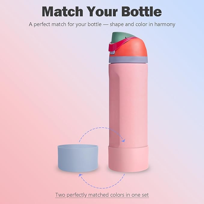 2PCS Silicone Boot for Owala 24oz FreeSip Water Bottle, Anti-Slip Scratch-Resistant Bottom Sleeve, Protective Sports Bottles Accessories, BPA-Free