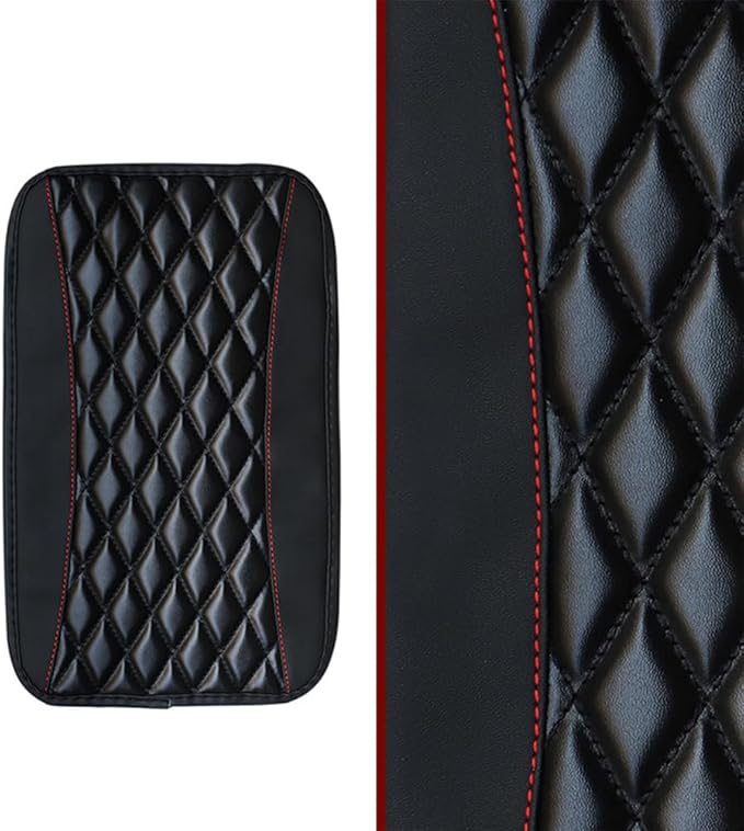 Leather Car Armrest Box Pad for Corvette C8 Stingray/C8 Coupé/C8 Z06/C8.R/C8 LT2 LT6 2019-2023 Waterproof Armrest Center Console Protector Cover Universal Arm Rest Cushion,Black, normal