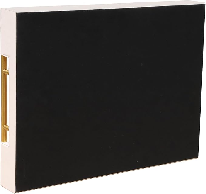 HofferRuffer Faux Leather Serving Tray with Gold Metal Handles, Stylish Decorative Tray Organizer for Coffee Table, Ottoman, Home Decor and Serving (CreamWhite, 16.2" x 12.2" x 2")