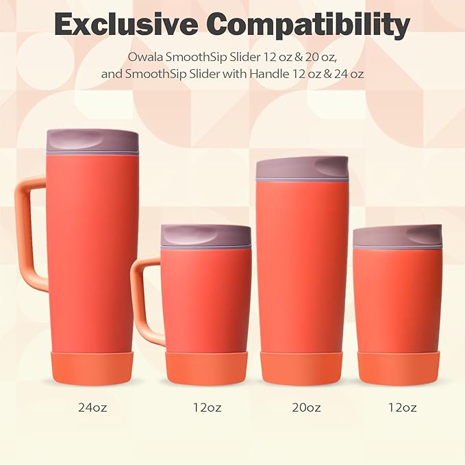 2pcs Silicone Boot for Owala SmoothSip Slider Coffee Tumbler 20oz 12oz, Anti-Slip Sleeve for Travel Coffee Mug, Protective Accessories for Owala BPA Free (Terracotta Sunset)
