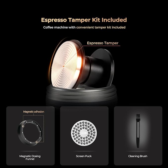 IKAPE Portable Coffee Maker, Electric Espresso Machine, Bl uetooth APP Connect & 58mm Bottomless Basket, Electric Coffee Maker 20 Bar Pressure, for Home, Travel, Camping