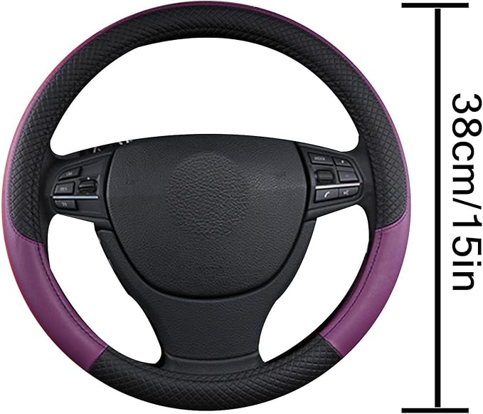 Steering Wheel Cover for Kia Soul 2020-2025, Leather Easy Installation Car Interior Accessories Breathable Auto Protector Non Slip Grip,Purple
