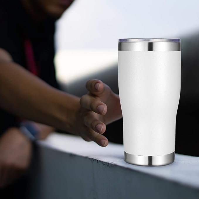 VEGOND 20oz Tumbler Stainless Steel Tumbler Cup with Lid And Straw Vacuum Insulated Double Wall Travel Coffee Mug(White 1 Pack)