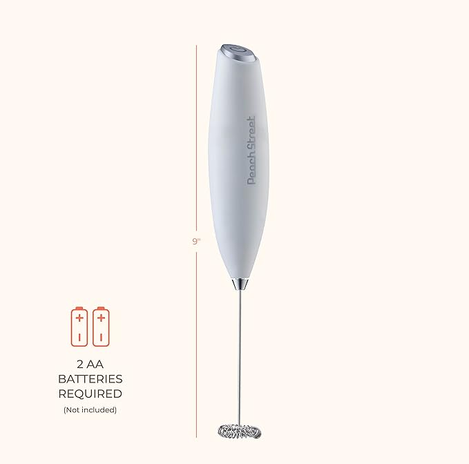 Powerful Handheld Milk Frother, Mini Milk Foamer, Battery Operated (Not included) Stainless Steel Drink Mixer for Coffee, Lattes, Cappuccino, Frappe, Matcha, Hot Chocolate.