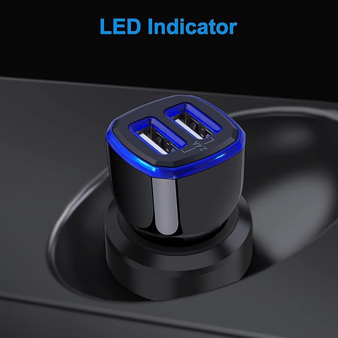 USB Car Charger,5Pack 2.4A Dual Port USB Cigarette Lighter Car Phone Charger Plug Car Adapter for iPhone 17Pro Max Air 16 15 14 13 12 SE 11 Pro Max,Samsung Galaxy S25 A17 A16 A15 A14 S24 S23 S22 Ultra