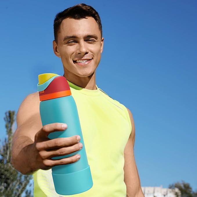 2PCS Silicone Water Bottle Boot, Compatible with Owala 24oz 32oz 40oz, Protective Anti-Scratch & Anti-Dent No Noise Sleeve Cover for FreeSip/Twist/Flip Water Bottles (Summer Sweetness, 32oz)