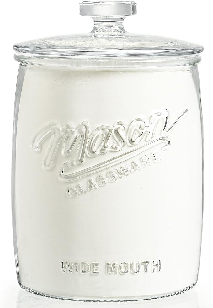 1 Gallon Glass Cookie Jar with Airtight Lid, Wide Mouth Mason Jar for Pantry & Laundry Room Organization, Large Apothecary Jars for Sugar, Candy, Rice, Dog Treat & Food Storage Jar– Set of 1