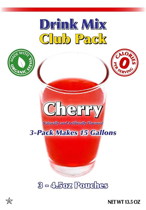 GramZero Cherry Zero Calorie Sugar Free Drink Mix, Great For Nutrition Club Loaded Teas, Stevia Sweetened
