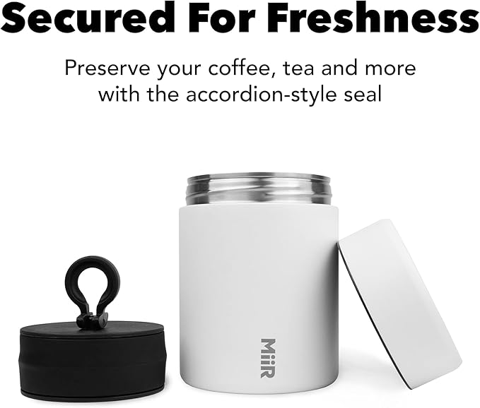 MiiR Airtight Coffee Canister, Portable Storage for Coffee, Tea, and Espresso, Stainless Steel Construction - Locks in Freshness for Your Favorite Beans and Leaves