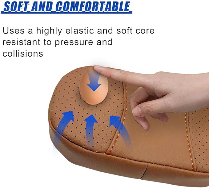 Car Knee Cushion, Leather Memory Foam Auto Center Console Arm Rest Pad, Soft Comfort Car Door Elbow Protective Cushion, Breathable Vehicle Interior Leg Support Pillow for Most Cars (Orange)