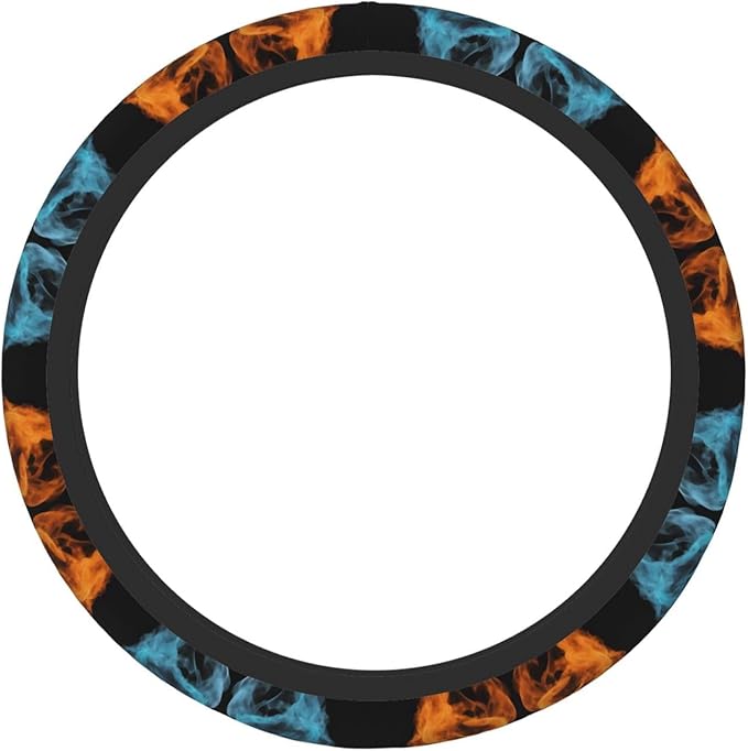 Ice Fires Cool Car Steering Wheel Cover, 15 Inch Steering Wheel Cover Stylish Decor for Most Cars