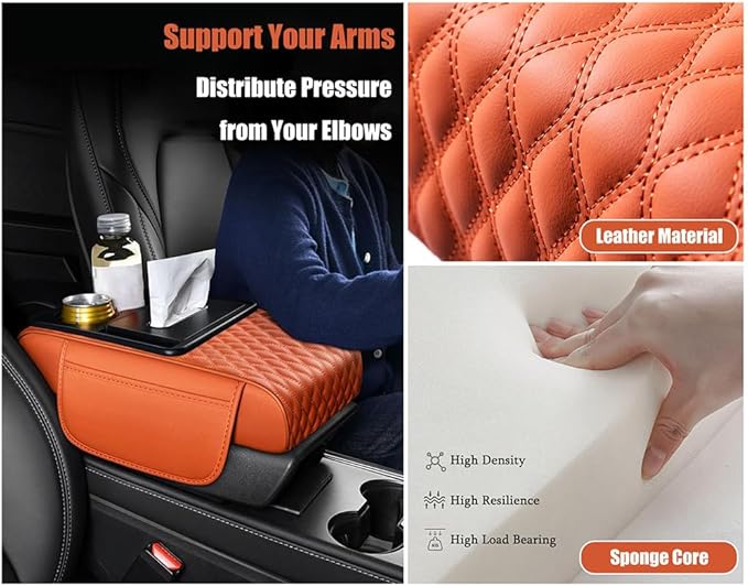 Car Center Console Cover for KIA K4 2024–2025,Arm Rest Lid Cushion Protector Multifunctional Armrest Cushion Pad Interior Accessories,Red