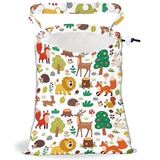 Plants Animals Strap Drawstring Car Trash Bag Hanging Garbage Bag with Snap Buttons Car Back Seat Trash Storage Portable Dustbin Vehicle Trash Can Bag for Vehicle Accessories Travel Camping