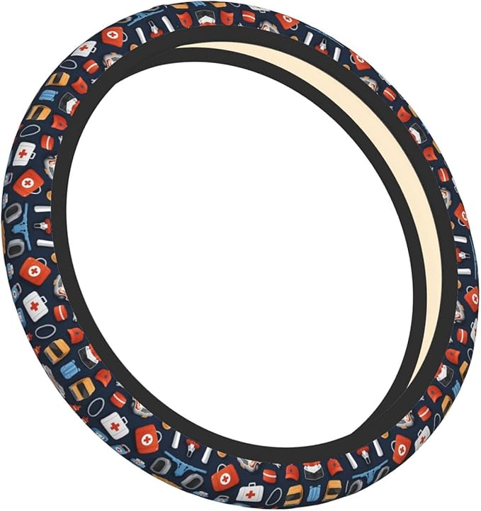 Crazy Ambulance Neoprene Steering Wheel Covers Women Men Car Accessories, Universal 15 Inch Fit Auto, Suvs, Truck