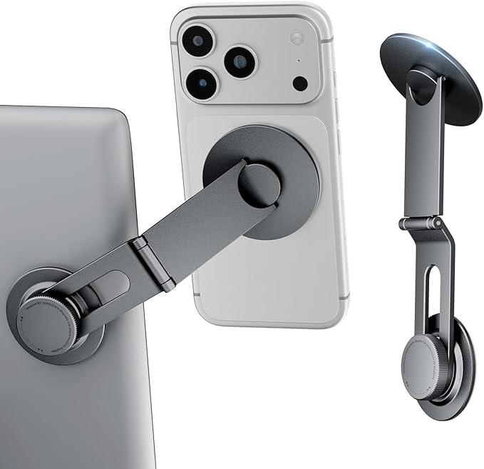 CloudValley Tesla Model 3/Y Phone Mount, Magnetic Car Metal Holder with Strong Magnet Power,【Foldable & Extendable Hidden Design】Tesla Screen Stand for 3/Y/S/X/Cybertruck, Designed for MagSafe iPhone