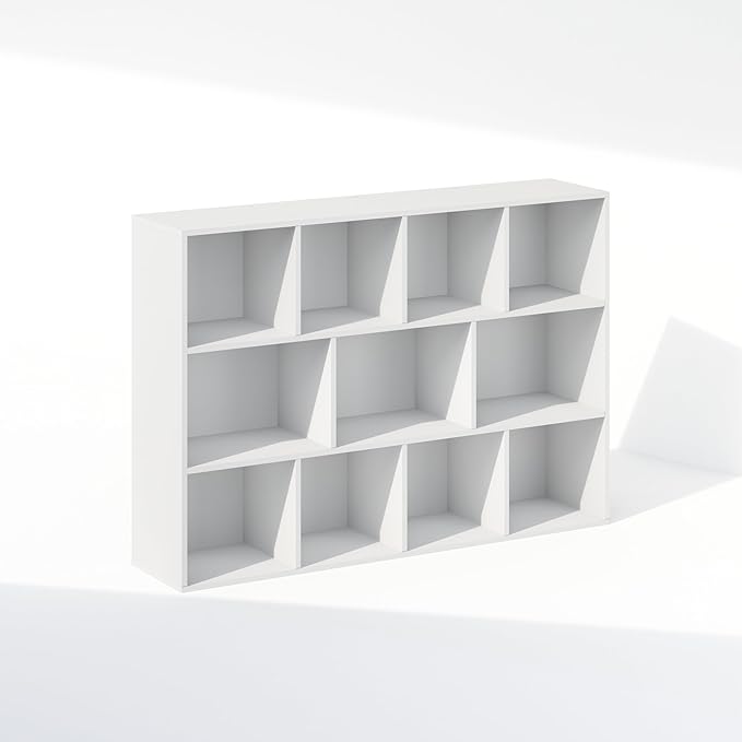 Furinno Reed Closet Organizers and Storage, 11-Cube Closet Organizer, Open Shelf Closet Storage, for Wardrobe, Bedroom, Living Room, White