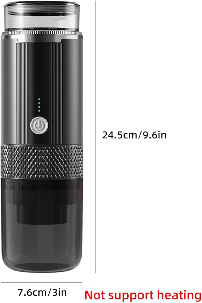 Portable Electric Espresso Coffee Machine One Button Operation with 4 Power Indicator Light Cordless Rechargeable Handheld Coffee Maker for Home Car Travel with Carry Bag (not heating)