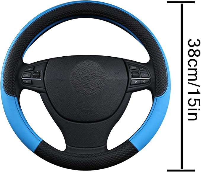 Steering Wheel Cover for 2024 2025 Tacoma, Leather Easy Installation Car Interior Accessories Breathable Auto Protector Non Slip Grip,Blue