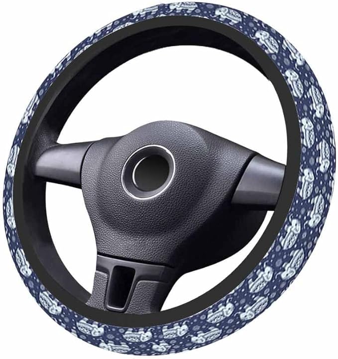 Elephant Car Steering Wheel Cover Ethnic Indian Background in Retro Colors Steering Wheel Cover Car Decor Suitable for Most Vehicles Including Trucks and SUV