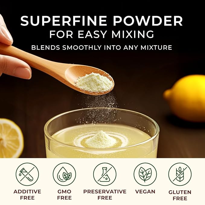 Gya Tea Co Organic Lemon Juice Powder 1.1lb (17.64 Oz) - Antioxidant Rich Superfood for Drinks, Baking - Immunity & Energy Boost - Fresh Natural Whole Fruit - Non-GMO, Gluten-Free, Sugar-Free