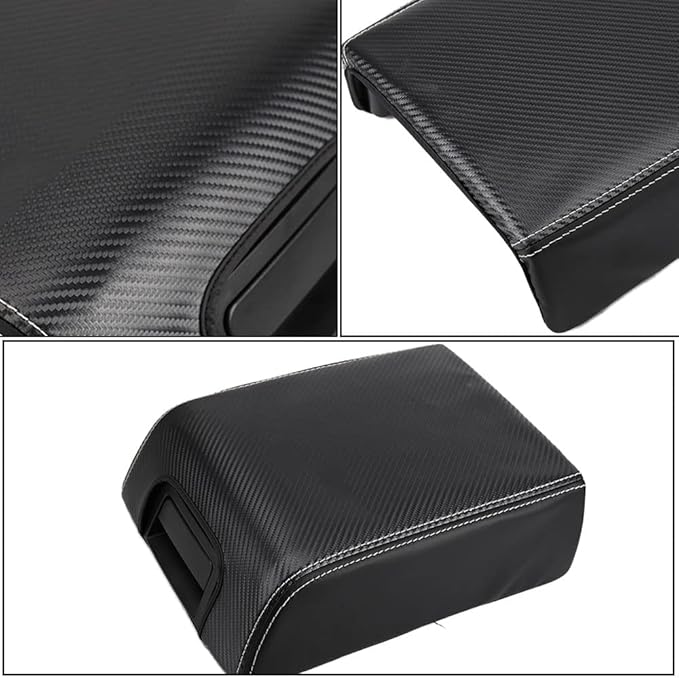 XITER 1PC Leather Center Console Armrest Box Cover Waterproof Cushion Pad for F150 2004-2008 Not Fit Jump Seat Console(Carbon Fiber)