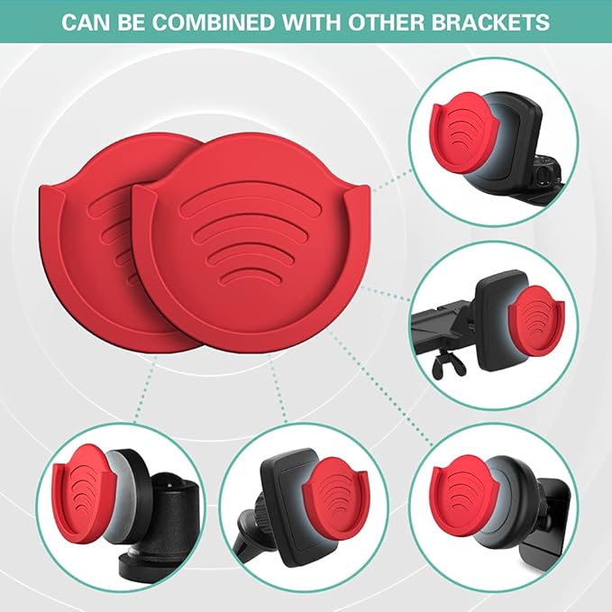 pop-tech Grip Mount for Socket User, 2 Pack Silicone Car Phone Holder for Phone Collapsible Grip/Stand with 3M Sticker Pads Replacement for Dashboard, Office, Home, Desk, Kitchen, Wall and More Red