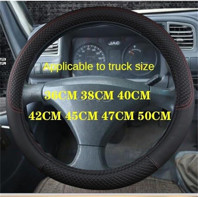Car Van Semi Truck Trailer Bus Leather Steering Wheel Cover 15" 16" 17" 18" 19" Maximum Grip (Red,50cm/19.5in)
