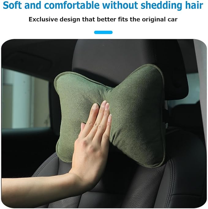 Car Headrest Pillow, Soft Comfortable Breathable Memory Foam Ergonomic Design Automotive Neck Pillow Cushion with Adjustable Strap for Neck Pain Pressure Relief, Universal Fit（Green）
