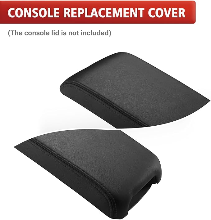 KBH Center Console Armrest Cover Replacement for Toyota Camry 2012 2013 2014 2015 2016 2017, Vinyl Leather, Car Arm Rest Lid Skin Upholstery, Black (Leather Part Only)