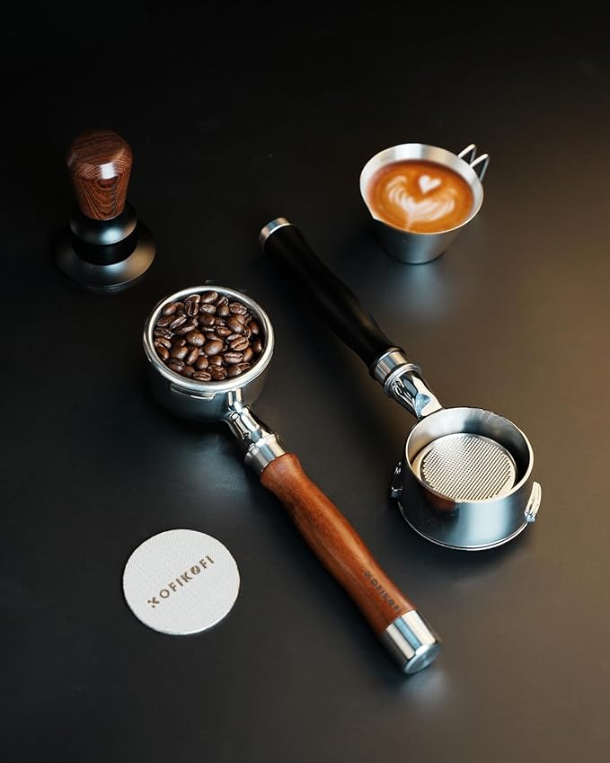 58mm Bottomless Portafilter For Gaggia, 2 Ears Flat Naked Portafilter Fits Gaggia Espresso Coffee Machines with Anodized Aluminum Handle, Stainless Steel Head,18g Filter Basket, Puck Screen Included