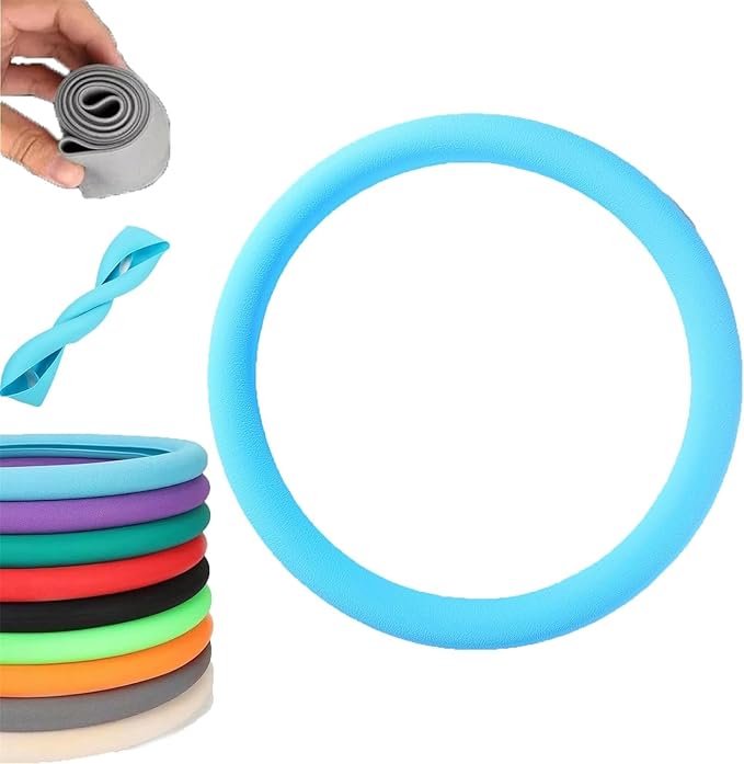 Cool Non-Slip Silicone Steering Wheel Protector - Black Thin Stretchy Car Cover, Universal Fit, Easy to Clean, Silent (Light Blue)