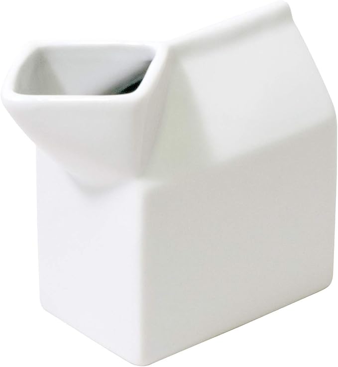 HIC Kitchen Milk Carton Creamer, Fine Porcelain, 6-Ounce, For Serving Milk, Cream, Syrup, Dressings, And Sauces