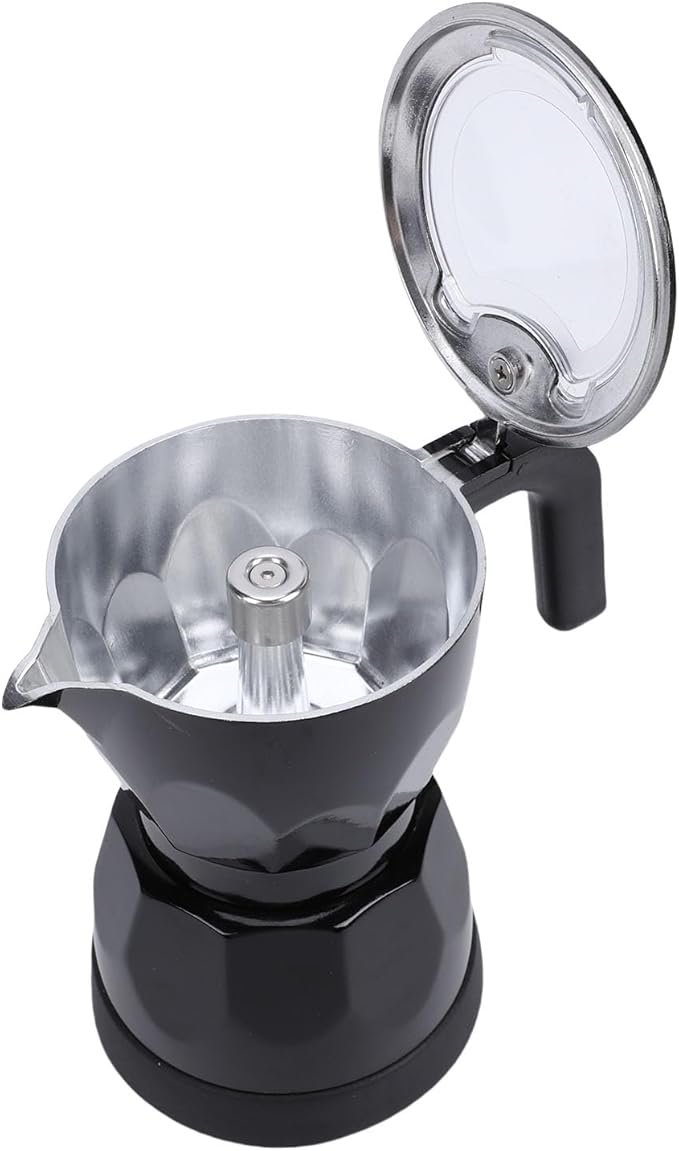 Electric Espresso Coffee Maker, 3 Cup Aluminum Italian Coffee Pot, Electric mokas Pot, Cuban Coffee Maker, Portable Mocha Pot Espresso Maker, Coffee Machine mokas Maker (Black)